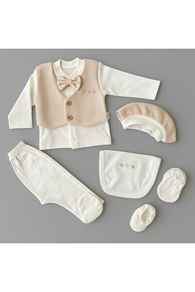 mini mia Erkek Bebek Krem-Kahve Düğün & Mevlüt Takımı 5’li Bebek Doğum Hediyesi Hastane Çıkışı