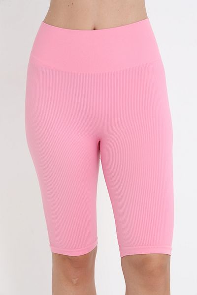 Serena Short Ribbed Pink High Waist Leggings
