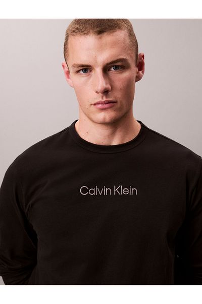 Calvin Klein Men Black Long Sleeve Crew Neck Cotton Pyjama Top