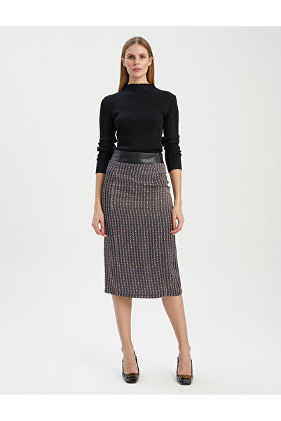 BGN workshop FUSTA SATIN IMPRIMATA VISCOSA CU DETALII CU CENTURA DE PIELE