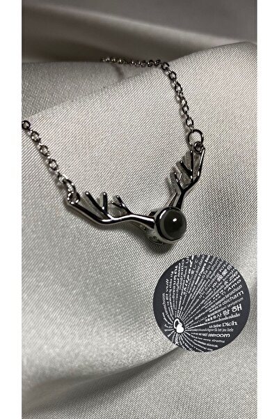 jemilas 100 Dilde Seni Seviyorum Yazılı Geyik Figürlü Çelik Kolye (KUTULU)