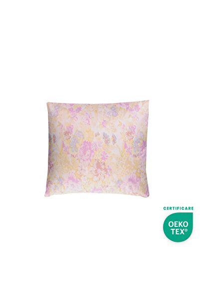 happynest Perna Mica HappyNest, inflorata, roz, din 30% puf de gasca, 40x40 cm