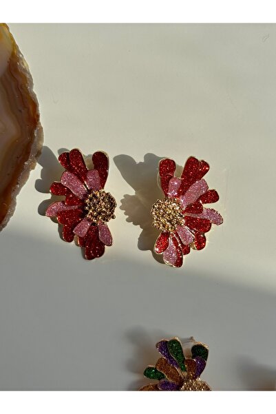 YOUES JEWELRY Çelik Çiçek Simli Lüx Küpe