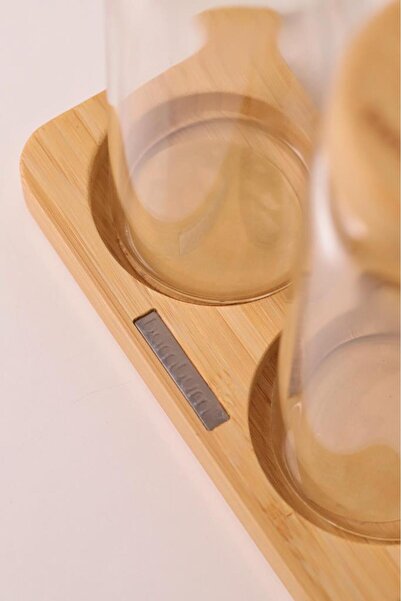Bambum Glass Oil & Vinegar Set with Bamboo Lid – 2 Pieces with Stand 300ml