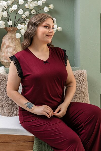 BRAXELL “Bamboo Fabric Plus Size Women's Lace Short Sleeve Pajama Set – Soft, Breathable, Stylish and