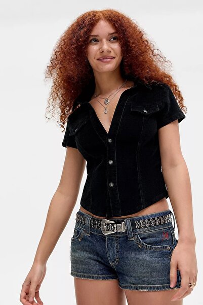 september island Black Velvet Slim Fit Shirt