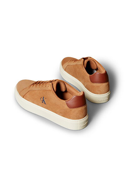 Calvin Klein Men Cashew/Brown Out Low Top Suede Leather Flexible Sole Trainers