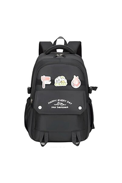 MUGGLE Rucsac școlar Happy Camp College cu 3 compartimente, negru (MU-1667)