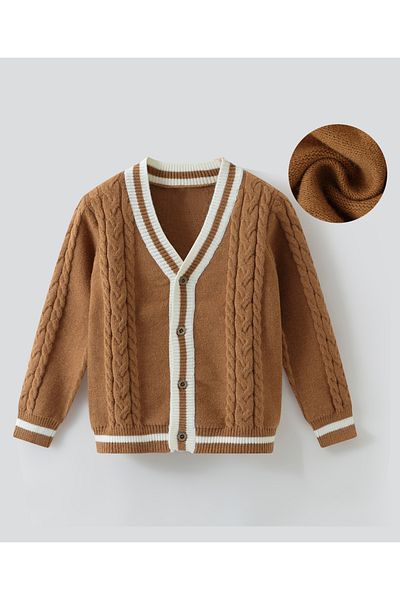 SAPS Front Open Sweaters - Brown