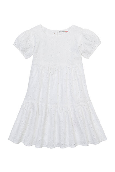 Minoti فستان مطرز متعدد الطبقات - أبيض