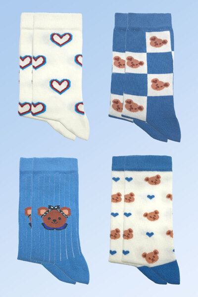 KARDEŞLER ÇORAP Women's Multicolored Cotton Socks 4 Pack