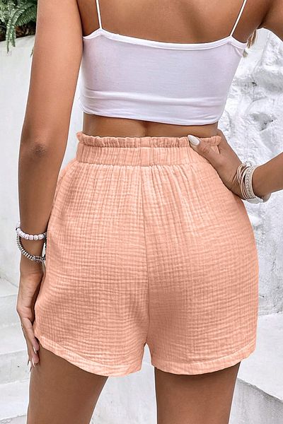 GHASSY CO. Ghassy Co. Women's 100% Cotton Muslin Vacation Home Inside/Outside Pocketless Lace-Up Shorts