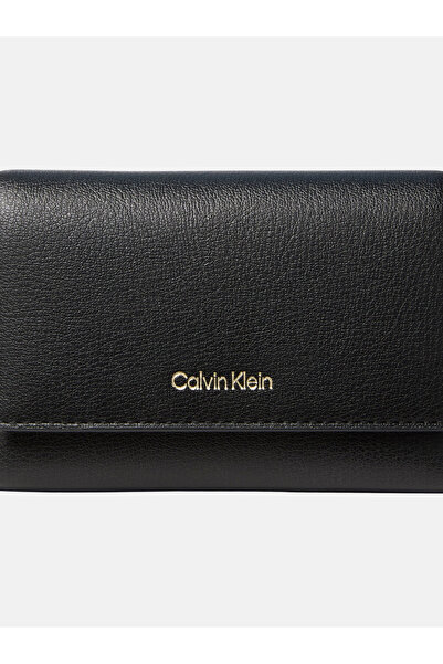 Calvin Klein Women Black Foil Logo Trifold Wallet