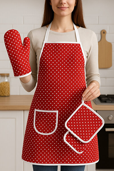 ÇIQRIK HOME 4 Piece Luxury Kitchen Apron Set, Liquid Proof Kitchen Apron, Oven Mitts and 2-Piece Holder Set