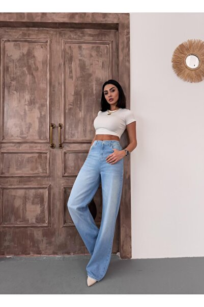 XBELLA DENİM Kadın wide-Leg yüksek bel geniş paça kot pantolon