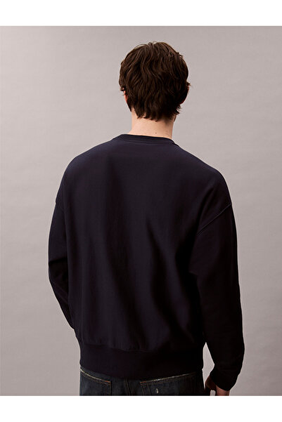 Calvin Klein Calvin Klein Men Black Monogram Crew Neck Pullover Sweatshirt