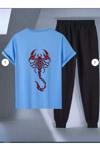 FAEL LİFE Unisex Women / Men Thsort Tracksuit 2-Piece Set Scorpio Printed