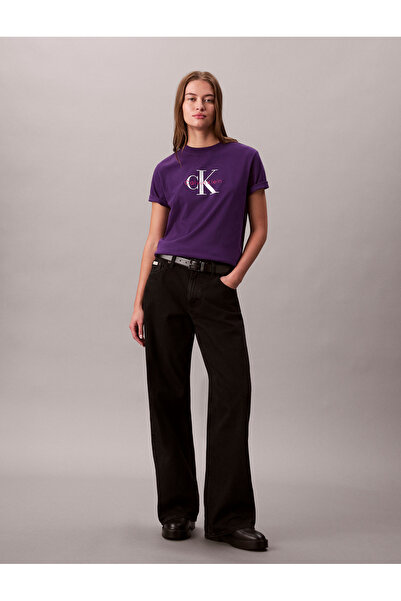 Calvin Klein Women Acai Hero Short Sleeve Classic Monogram Logo Tee