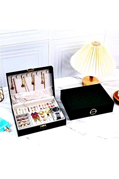 newnet Custom Jewelry Boxes with Lock Single Layer Leather Look Jewelry Box