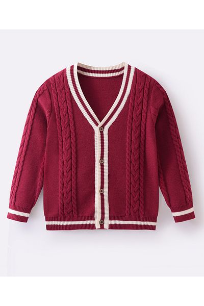 SAPS Front Open Sweater - Red