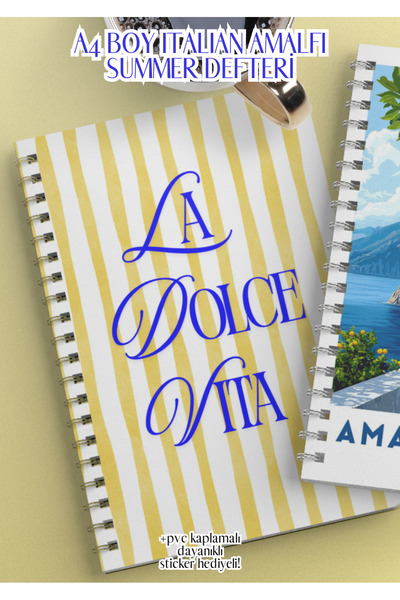 merccuri crafts Amalfi Italy A4 Spiral School Notebook 50 Sheets - Lined, Pvc Coated Waterproof