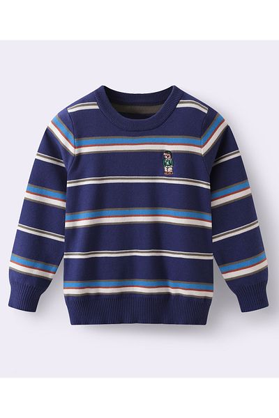 SAPS Full Sleeves Striped Pullover - Navy