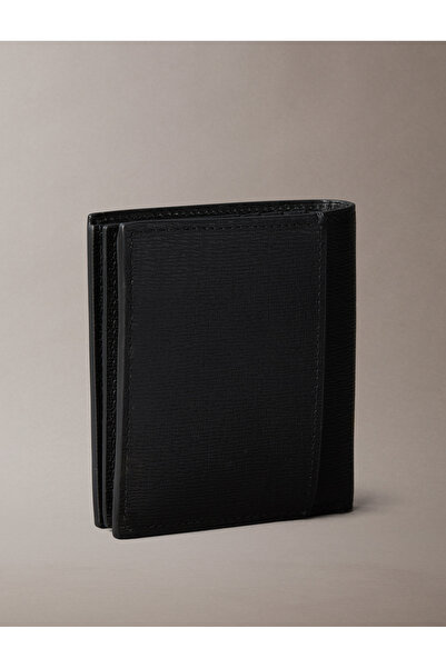 Calvin Klein Men Black Saffiano Ew Slim Trifold Wallet