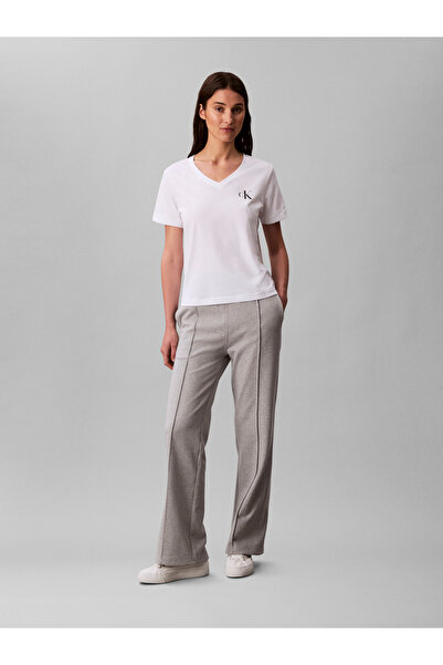 Calvin Klein Women Black/Bright White Pack of 2 Logo V-Neck T-Shirt