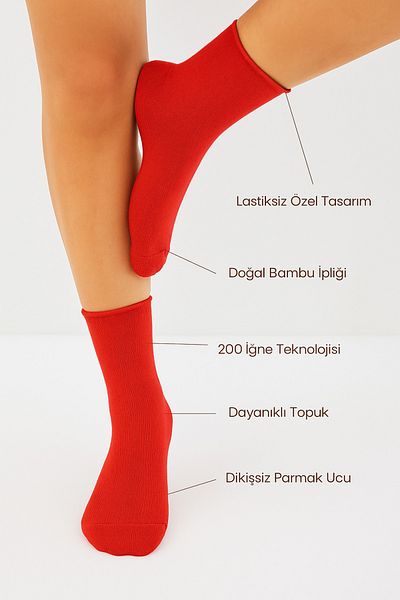 bamboo star Bamboo Women's Elasticless Red Socket Seamless Premium Socks Do Not Leave Marks - No Squeeze Socks