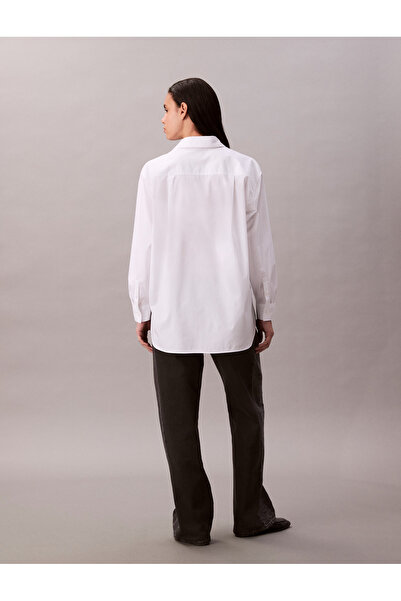 Calvin Klein Women Brilliant White Relaxed Cotton Poplin Shirt