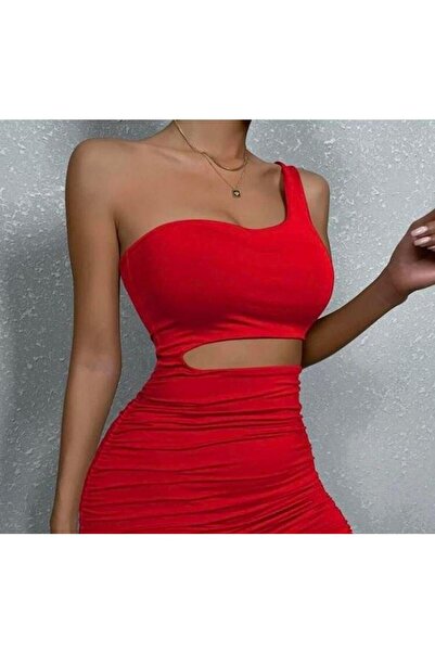 Olivia Carmen Elbise Şık Dekolte Detaylı Kadın Kıyafeti