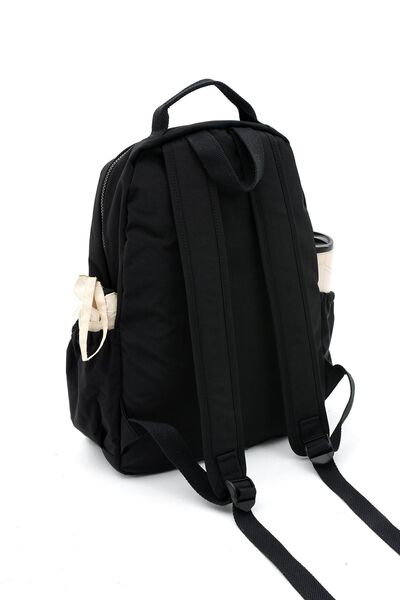 Çanta Trend Unisex Water Resistant Crinkle Fabric Multi-Eye Large Size Black Color Laptop School and Backpack