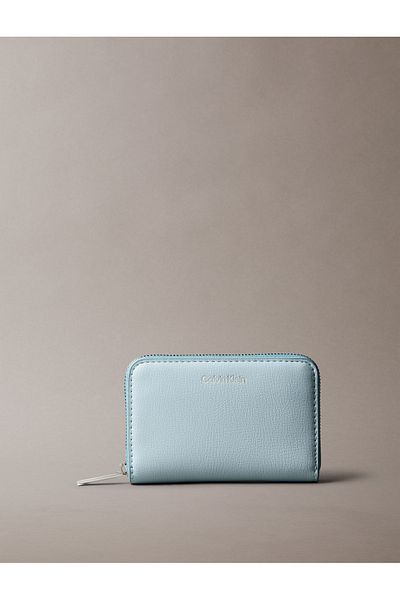 Calvin Klein Women Blue Foil Logo Square Medium Zip Wallet