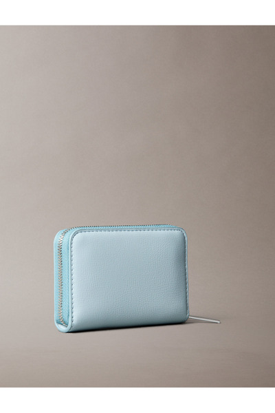Calvin Klein Women Blue Foil Logo Square Medium Zip Wallet