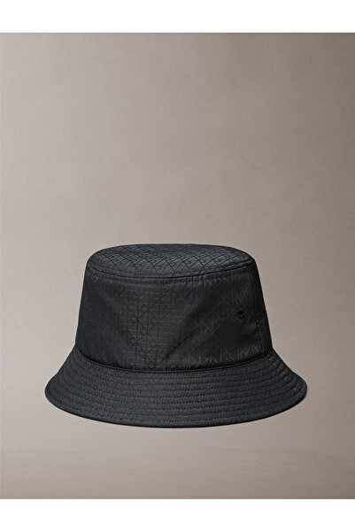 Calvin Klein Men Black Ripstop Emblem Logo Bucket Hat