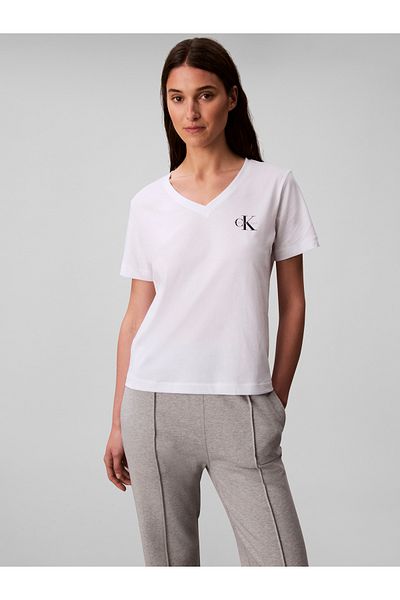 Calvin Klein Women Black/Bright White Pack of 2 Logo V-Neck T-Shirt