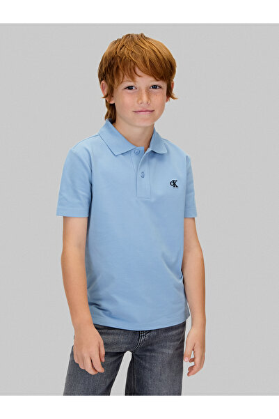 Calvin Klein Boys Faded Denim Essential Regular Short Sleeve Polo T-Shirt