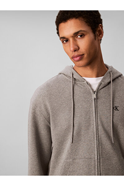 Calvin Klein Men Sycamore Terry Monogram Zip Up Hoodie