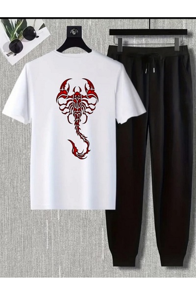 FAEL LİFE Unisex Women / Men Thsort Tracksuit 2-Piece Set Scorpio Printed