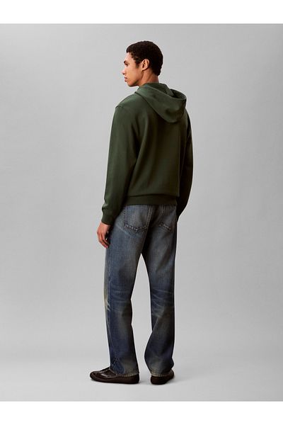 Calvin Klein Men Green Cotton Terry Badge Hoodie
