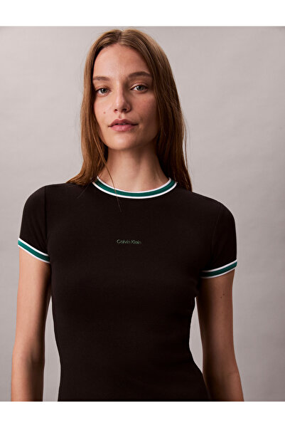 Calvin Klein Calvin Klein Women Black Sporty Slim Ribbed T-shirt Dress