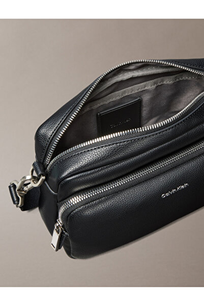 Calvin Klein Men Black Micro Pebble Raised Crossbody Camera Bag