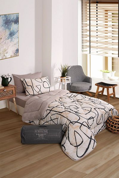 Sudemhome Single Welsoft Sleeping Set Double Sided Wellsoft Fluffy Fleece Quilt and 100X200 Elastic Sheet