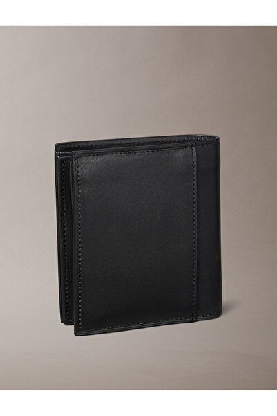 Calvin Klein Men Black Plaque Ns Slim Trifold Wallet