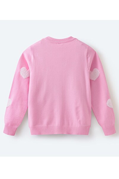 SAPS Button-Up Sweater with Heart Appliqués - Pink
