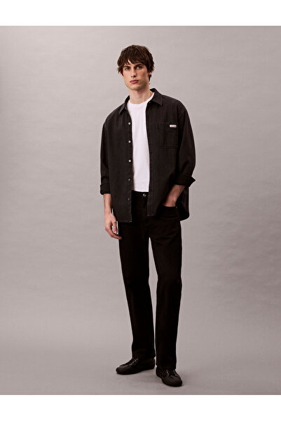 Calvin Klein Calvin Klein Men Black Pocket Detailed Denim Overshirt