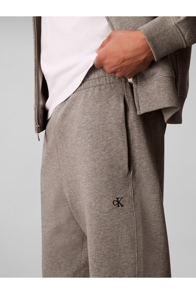 Calvin Klein Men Gray Monogram Cotton Terry Joggers