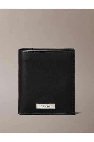Calvin Klein Men Black Plaque Ns Slim Trifold Wallet