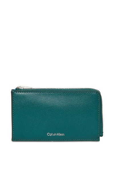 Calvin Klein Calvin Klein Women Teal Foil Logo Top Zip Card Holder