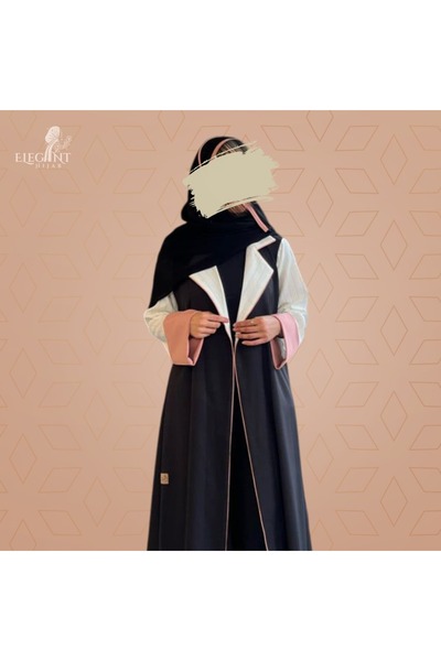 elegant hijab Abaya with pink details